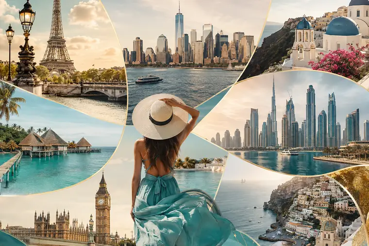 Kierunki, które biuro sprzedaje: Paryż, Nowy Jork, Santorini, Dubaj, Positano